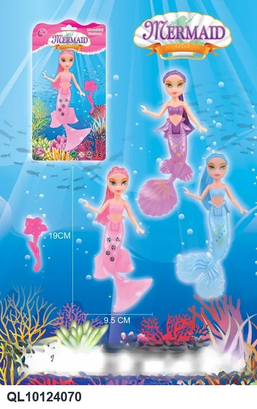 7-Inch, No-Strap, Illuminated Mermaid Doll Blister Board wholesale from Qili Toys