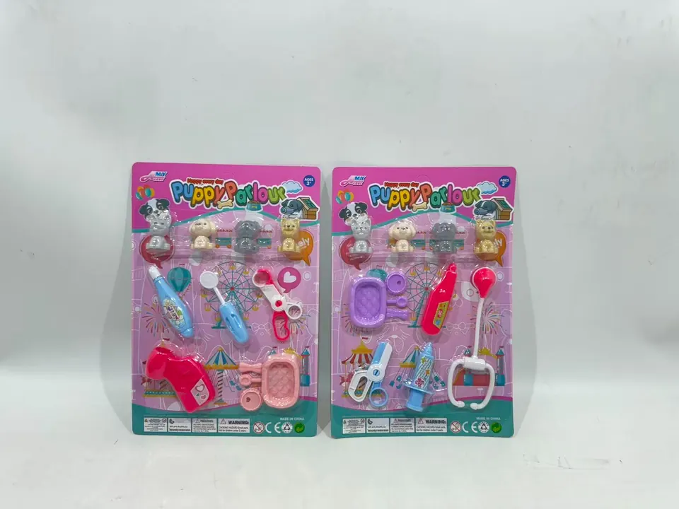 DIY 4 Pet Dogs With Medical Tools (2 types mixed) Blister Board wholesale from Qili Toys