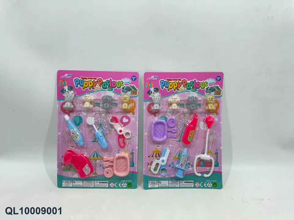 DIY 4 Pet Dogs With Medical Tools (2 types mixed) Blister Board wholesale from Qili Toys