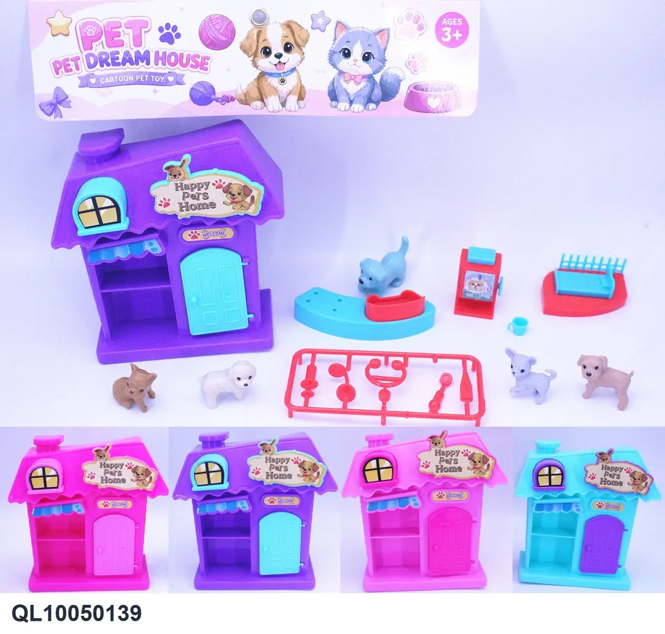 Pet House Set (4 colors mixed) PVC Header Bag wholesale from Qili Toys