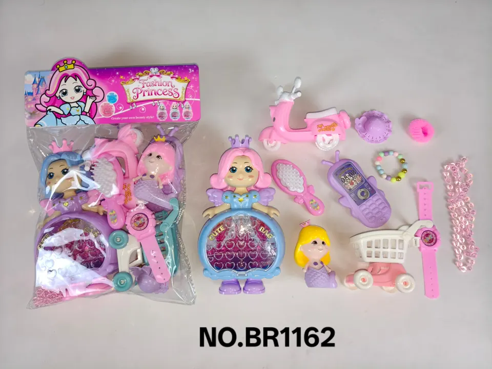Play House Princess Storage Bag With Accessories Doll PVC Header Bag wholesale from Qili Toys