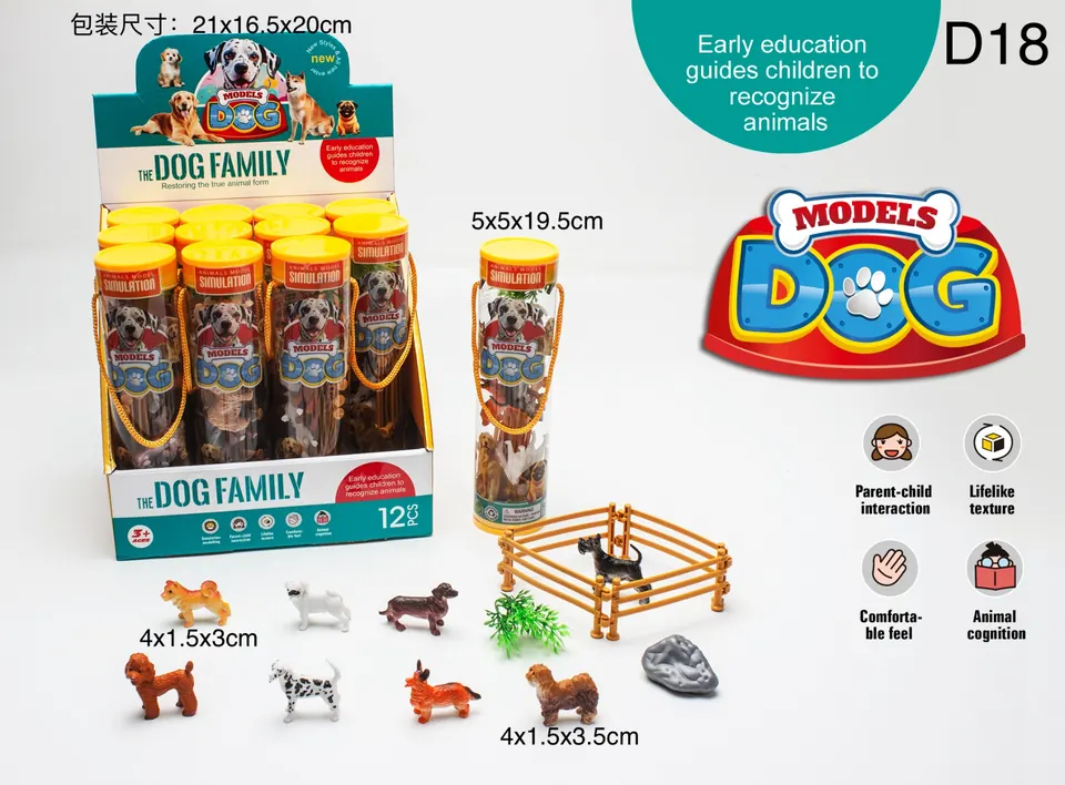Realistic PVC Miniature Dog (12 pcs per small tube - individual price, realistic animal model, animal set, mini pet dog, realistic dog figurine) Display Box wholesale from Qili Toys