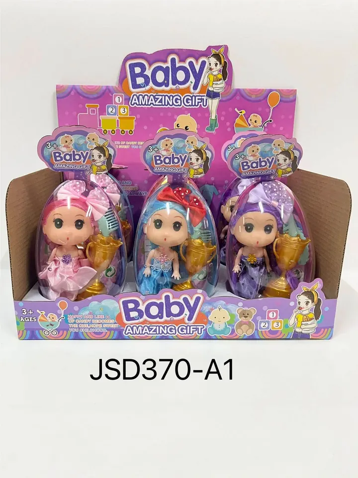 Set Of 3 "Dull" 3-Inch Dolls With Comb And Mirror Trophy Hat (6 pieces, price per piece) Display Box wholesale from Qili Toys