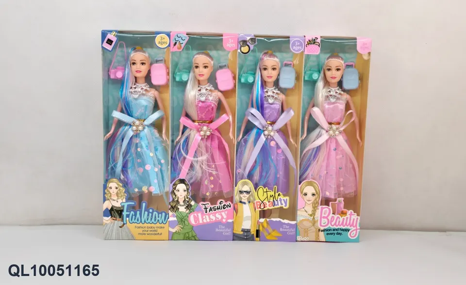 Window Box 11.5 Inch Thigh Solid Long Ponytail Fashionable Fashion Doll Girl With Camera + Suitcase Window Box 4 Types Mixed Window Box wholesale from Qili Toys