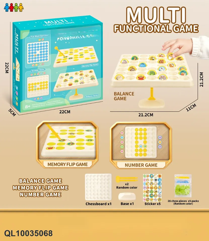 Balance Game Memory Flip Digital Game 3-In-1 Puzzle Board Game Color Box wholesale from Qili Toys