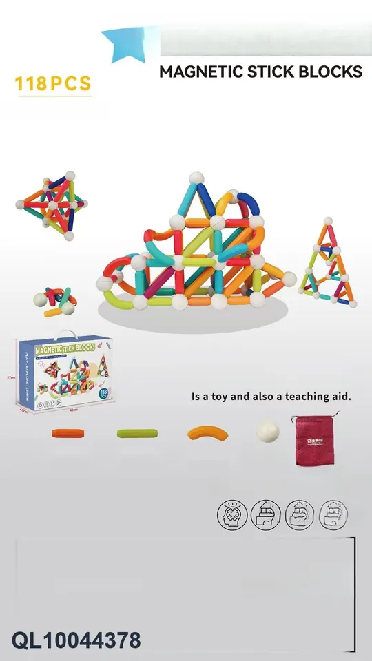Early Education Puzzle Magnetic Stick (118pcs) Sealed Box wholesale from Qili Toys