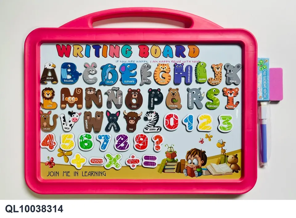 English Whiteboard With 43 Spanish Animal Letters + Numbers (double-sided) OPP Bag wholesale from Qili Toys