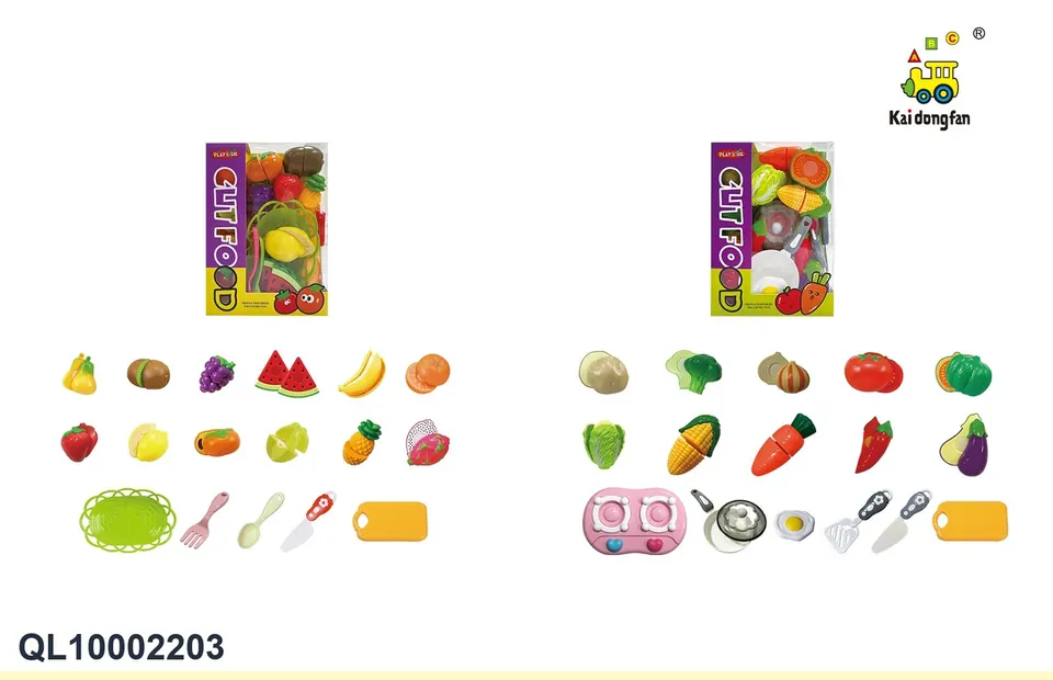 Puzzle Cutting Educational Toy Large PET Box Fruit And Vegetable Two Types Mixed Blister Pack wholesale from Qili Toys