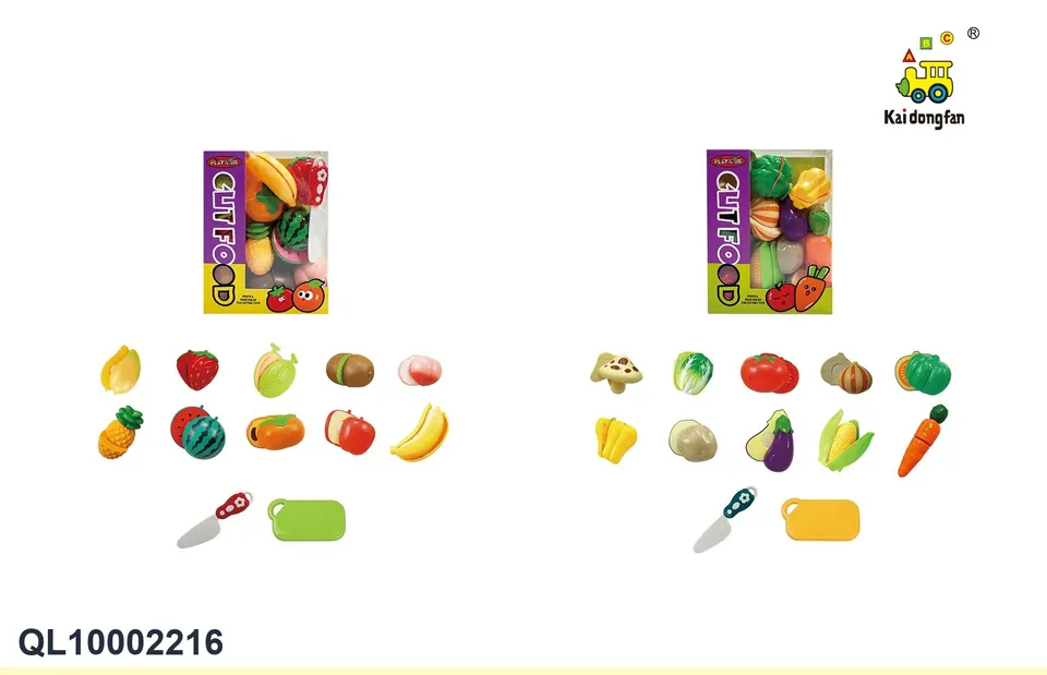 Puzzle Cutting Educational Toy PET Box With Fruits And Vegetables Mixed In Two Styles Blister Pack wholesale from Qili Toys