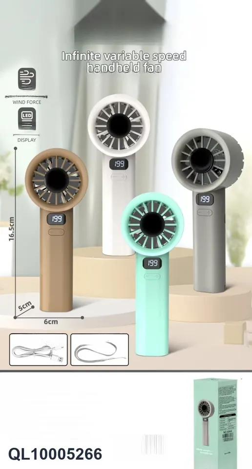 6844 Ultra-Speed 199-Level Digital-Display Handheld Fan Color Box wholesale from Qili Toys