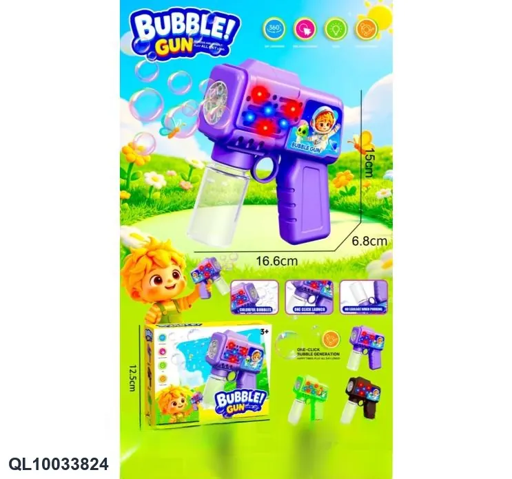 8-Hole Direct Spray Light Space Bubble Gun Color Box wholesale from Qili Toys
