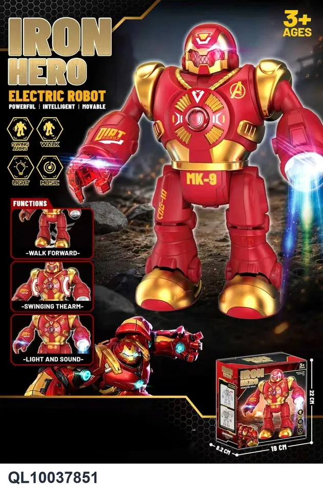 Armored Hero Electric Robot, With Light And Music, Electric And Straight Movement (monochrome). Sealed Box wholesale from Qili Toys