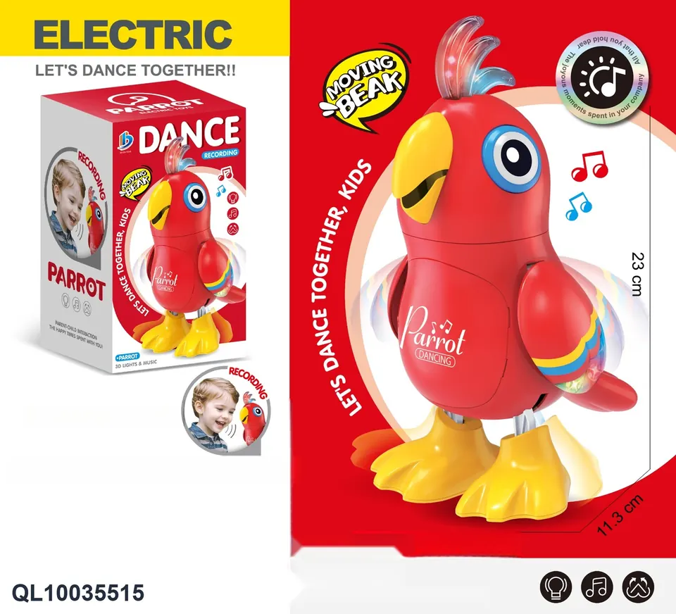 Electric Dancing Light Music Parrot (recorded version) Color Box wholesale from Qili Toys