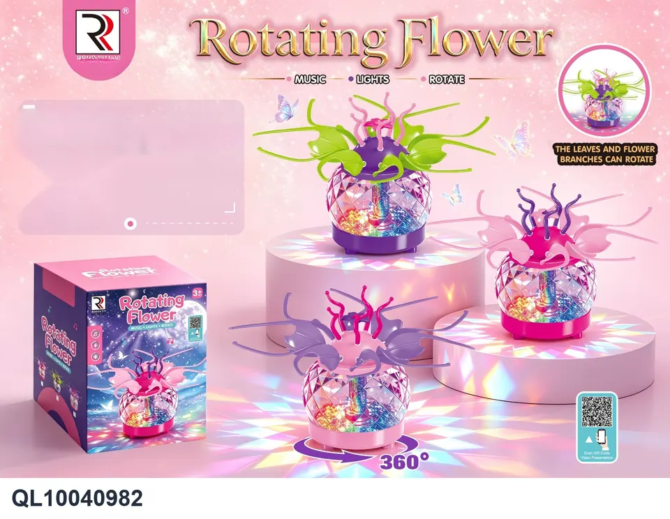 Electric Universal Light And Music Rotating Opening And Closing Flower Color Box wholesale from Qili Toys