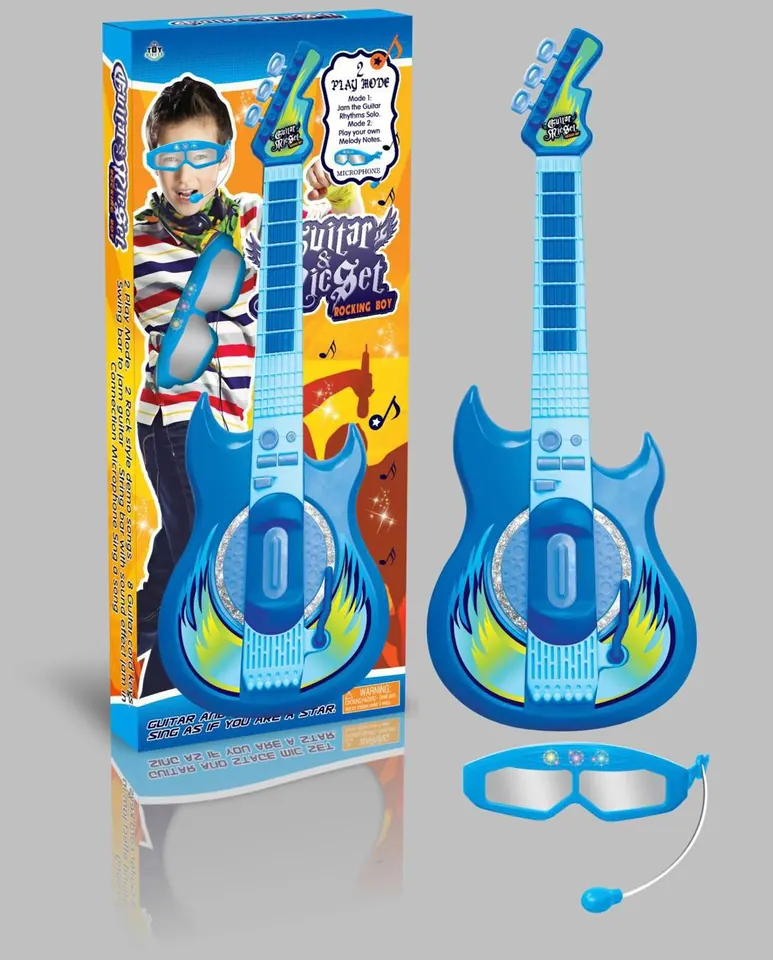 Guitar Microphone Set With Glasses (boys) Window Box wholesale from Qili Toys