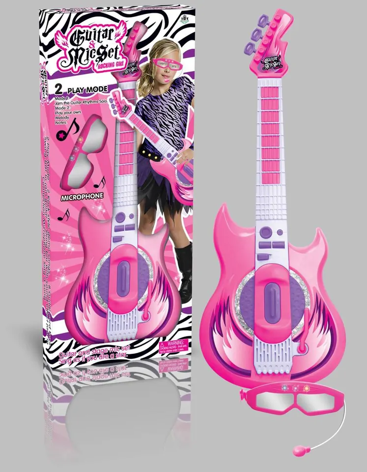 Guitar Microphone Set With Glasses (girls) Window Box wholesale from Qili Toys