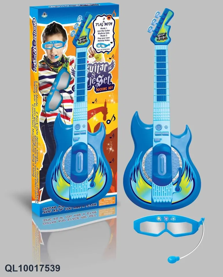 Guitar Microphone Set With Glasses (boys) Window Box wholesale from Qili Toys