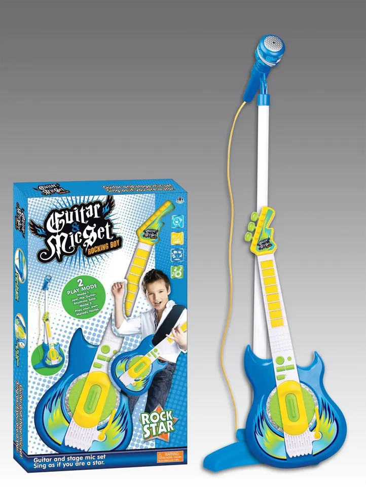 Guitar With Microphone Set (boys) Window Box wholesale from Qili Toys