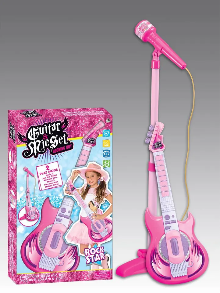 Guitar With Microphone Set (girls) Window Box wholesale from Qili Toys