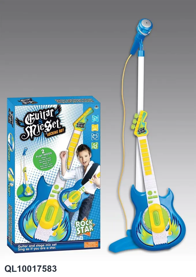 Guitar With Microphone Set (boys) Window Box wholesale from Qili Toys