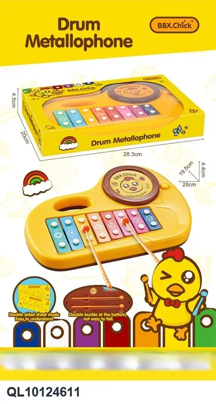 Single-Drum 8-Note Hand-Played Percussion Instrument Window Box wholesale from Qili Toys