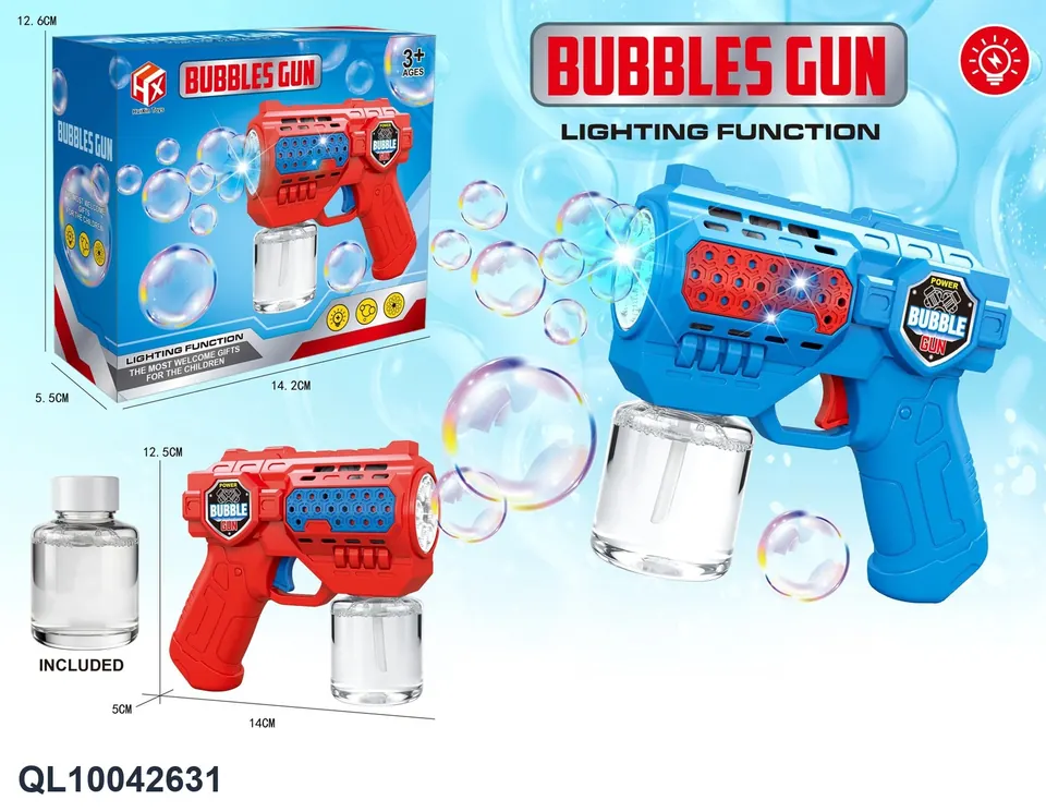 Badge Light Electric Bubble Gun (37 diameter 8 holes) Sealed Box wholesale from Qili Toys