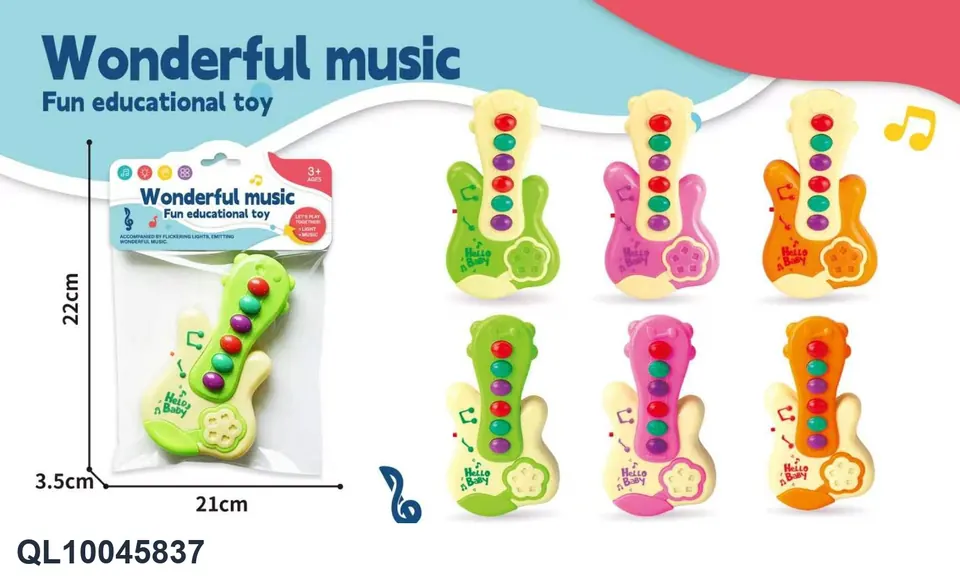Cartoon Music Small Guitar (3 colors mixed) OPP Header Bag wholesale from Qili Toys