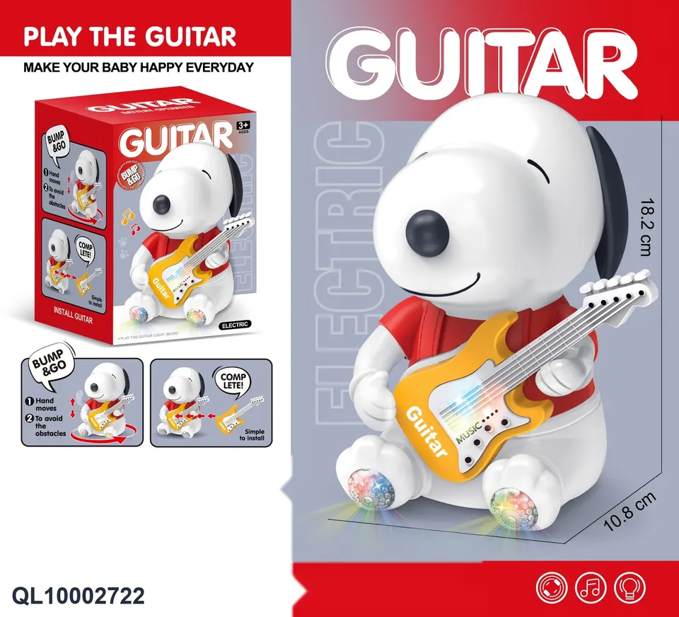 Electric Universal Guitar Playing Light Music Snoopy (3 1.5vaa batteries, no package) Color Box wholesale from Qili Toys