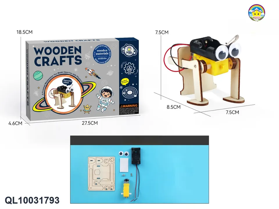 Wooden STEM Educational Experiment - Dancing Robot (21 pieces) Color Box wholesale from Qili Toys