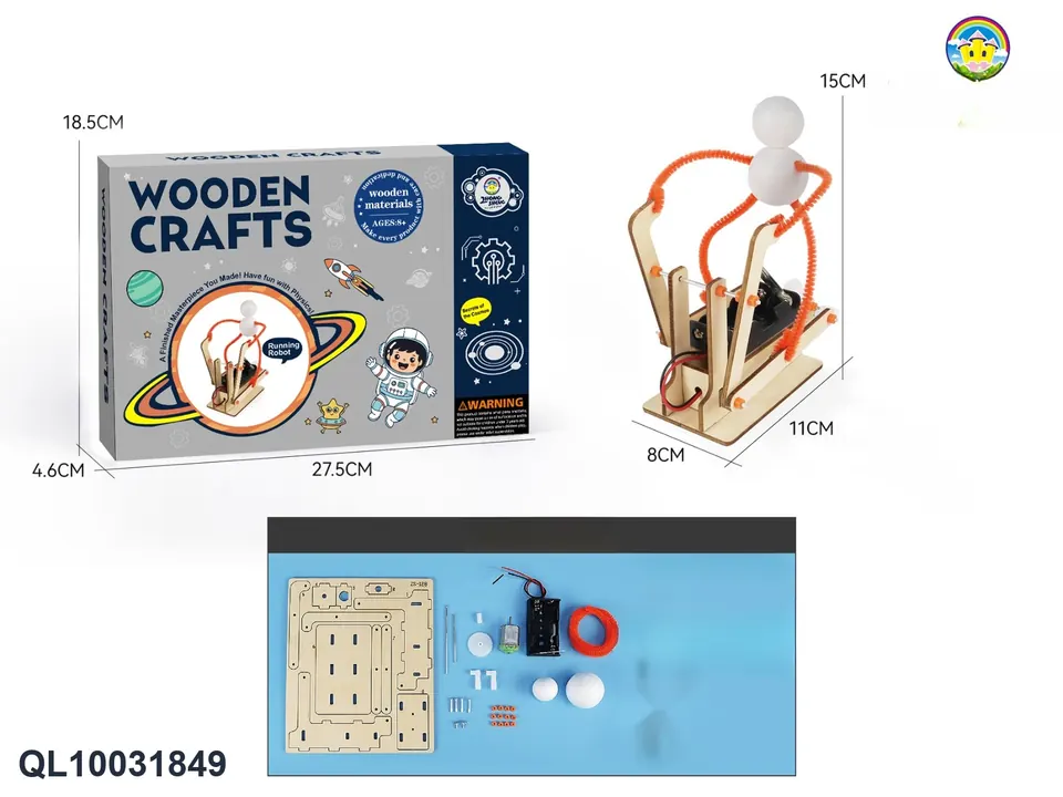Wooden Science Experiment Kit - Running Robot (40 pieces) Color Box wholesale from Qili Toys