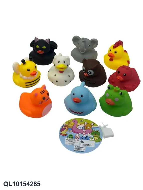 10 Pieces Of Rubber Duck Bath Toys Mesh Bag wholesale from Qili Toys