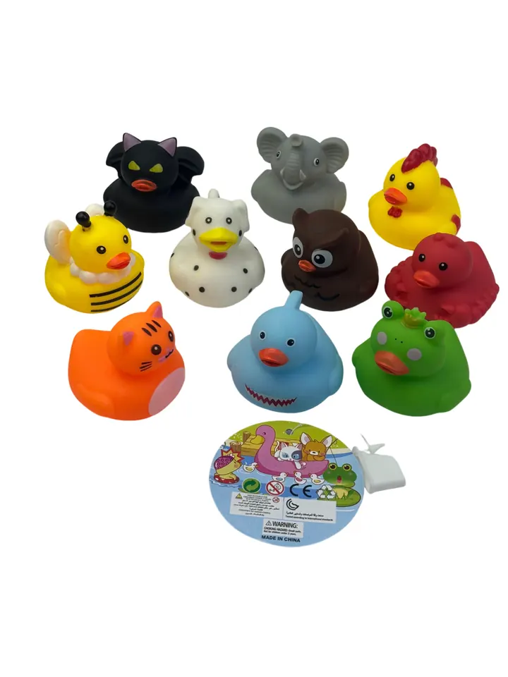 10 Pieces Of Rubber Duck Bath Toys Mesh Bag wholesale from Qili Toys