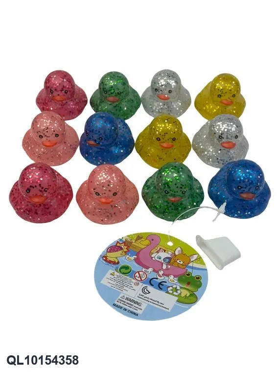 12 Pieces Of Plastic Duck Bath Toys, 4Cm In Size, Gold-Colored. Mesh Bag wholesale from Qili Toys