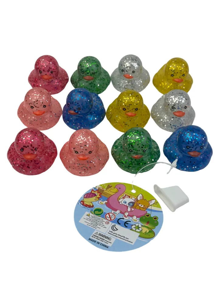12 Pieces Of Plastic Duck Bath Toys, 4Cm In Size, Gold-Colored. Mesh Bag wholesale from Qili Toys
