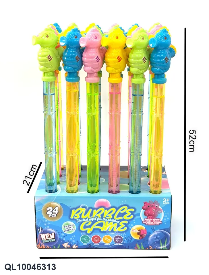52Cm Whistle Seahorse Bubble Wand Display Box wholesale from Qili Toys