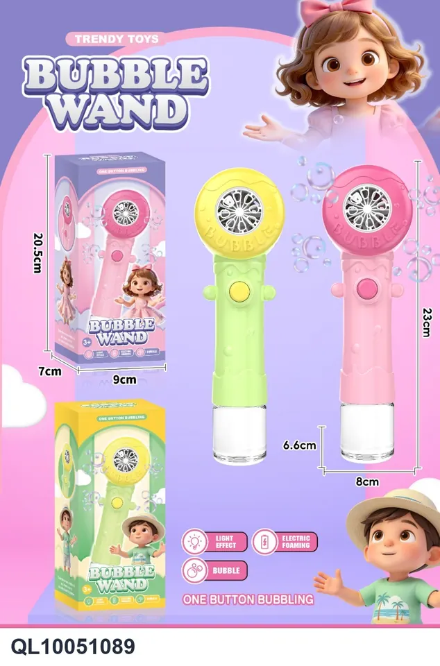 8-Hole Automatic Bubble Wand With Light Color Box wholesale from Qili Toys