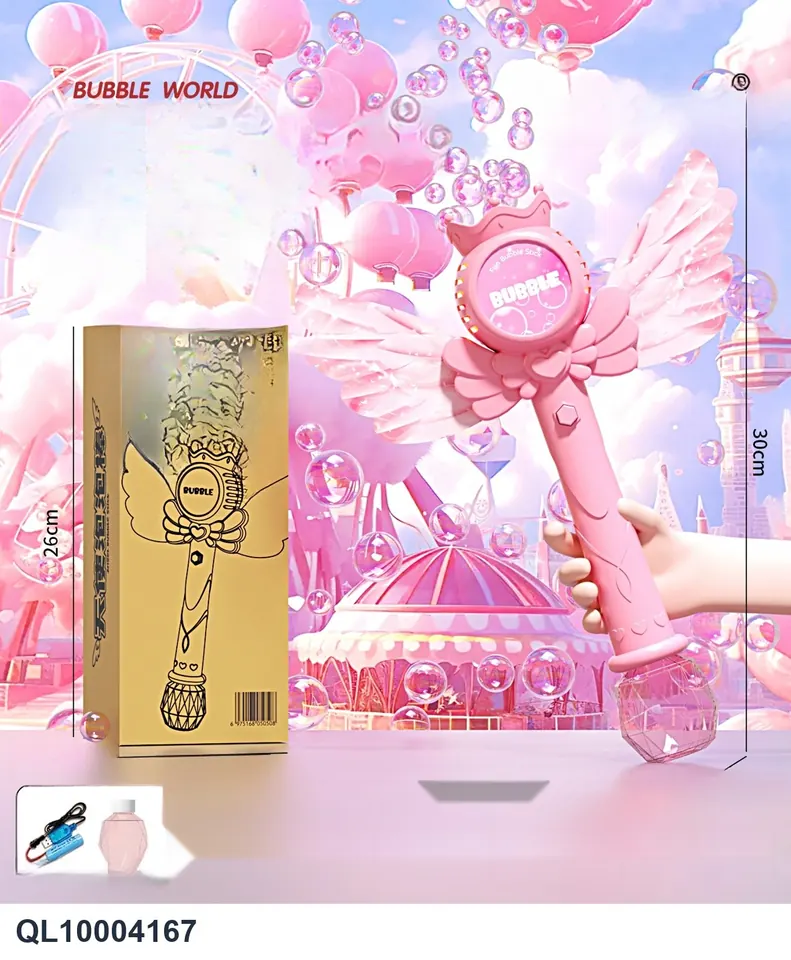 Angel Bubble Wand, Rechargeable Version Color Box wholesale from Qili Toys