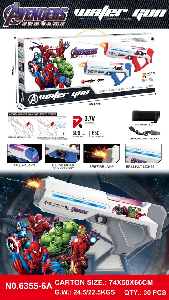 Avengers Electric Fire Water Gun Sealed Box wholesale from Qili Toys