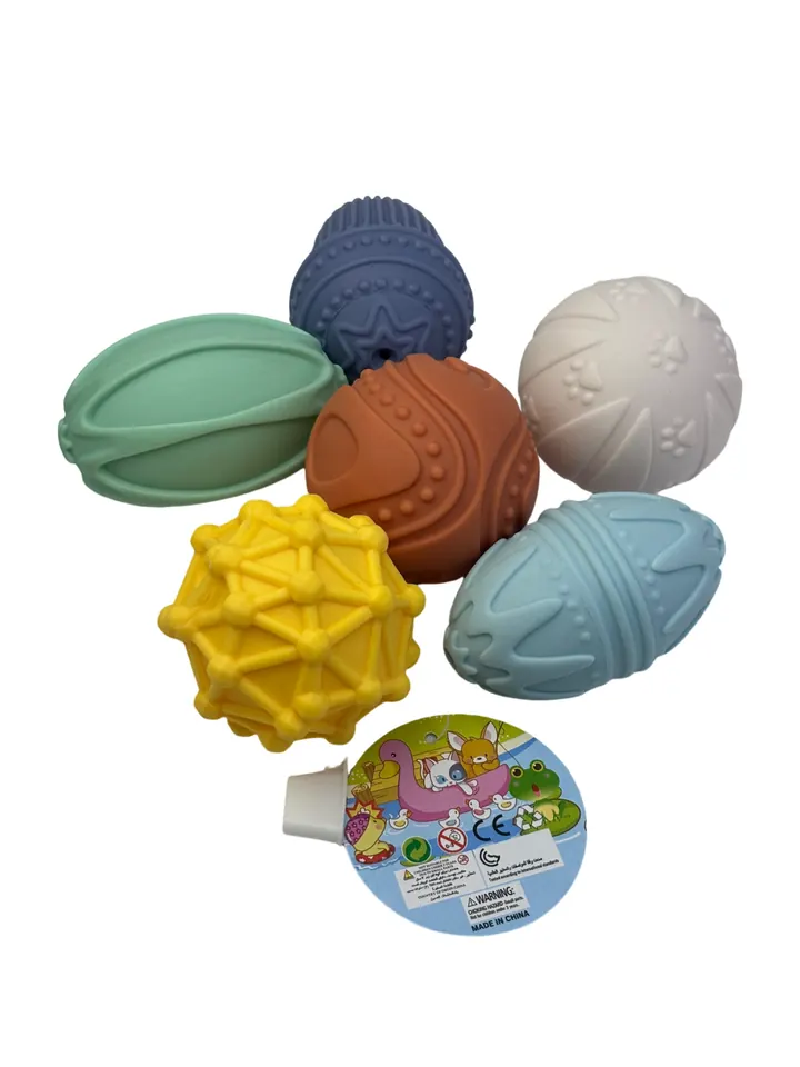 Baby Bath Toys, Soft Rubber Grab Balls, Manhattan Sensory Massage Ball For Infants. Mesh Bag wholesale from Qili Toys