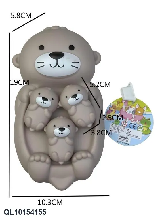 Bathtub Animal Set For Kids: A Pair Of Otter Toys For Bath Time Fun. Mesh Bag wholesale from Qili Toys