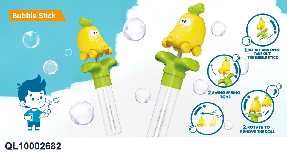 Cartoon Banana Bubble Bar Shaker 3-In-1 Fruit Cartoon Bubble Bar OPP Bag wholesale from Qili Toys