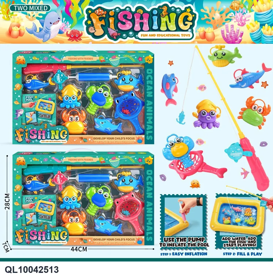Fishing Toy Set, Play House Toys, Fishing Set, Fishing Rod Hook, Fishing Game, Water Fishing Toy Window Box wholesale from Qili Toys