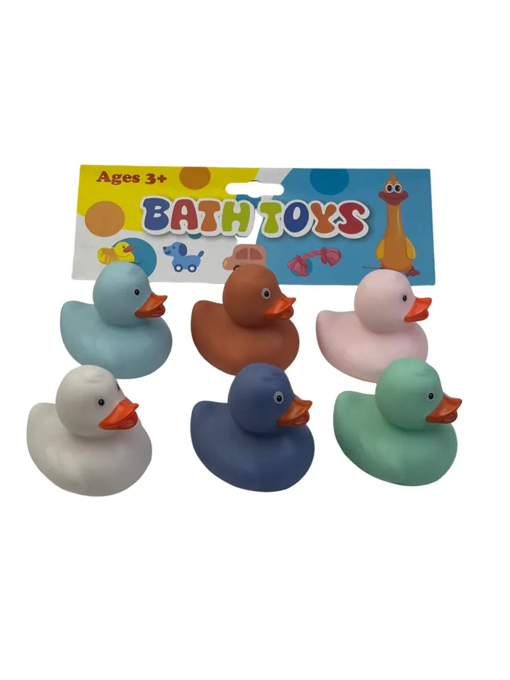 Six Colorful Plastic Duck Bath Toys. Super-Transparent PVC Card Holder wholesale from Qili Toys