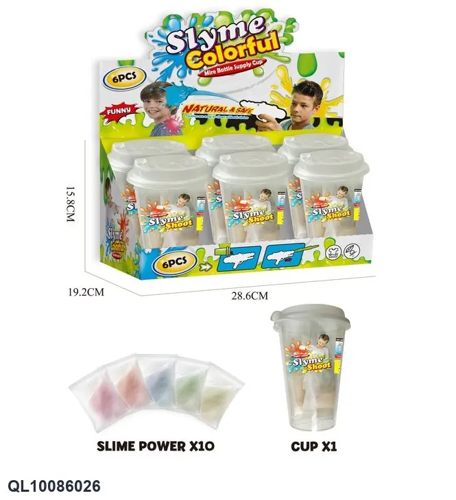 Slime Colorful Mud Gun Combat Supply Cup (10 packs of colored glue/bottle) + Glue Color Box wholesale from Qili Toys
