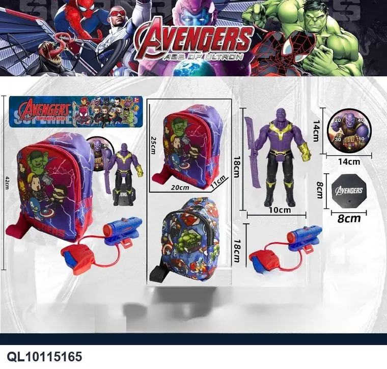 Superhero Team Titan Villain Kid's Bag Water Gun + Figure Target Base PVC Bag wholesale from Qili Toys