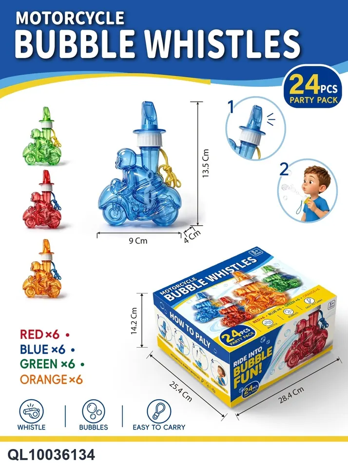 Whistle Motorcycle Blowing Bubbles Display Box wholesale from Qili Toys