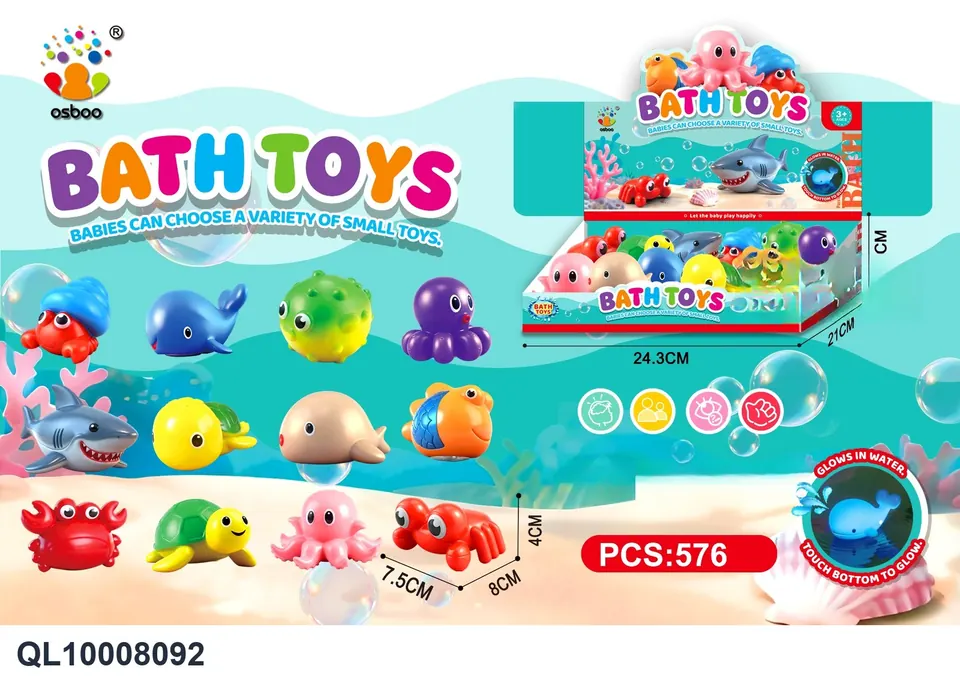 Vinyl Marine Animals Playing In The Water With Lights (water lights on) Display Box wholesale from Qili Toys
