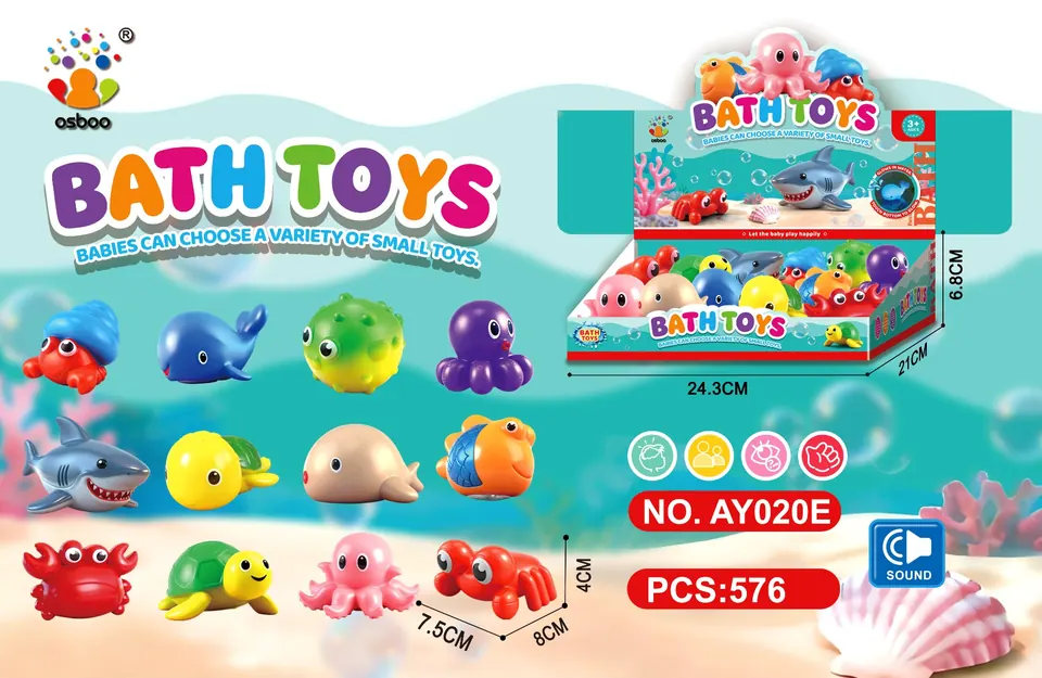 Vinyl Water-Playing Marine Animals (12pcs single price) Display Box wholesale from Qili Toys