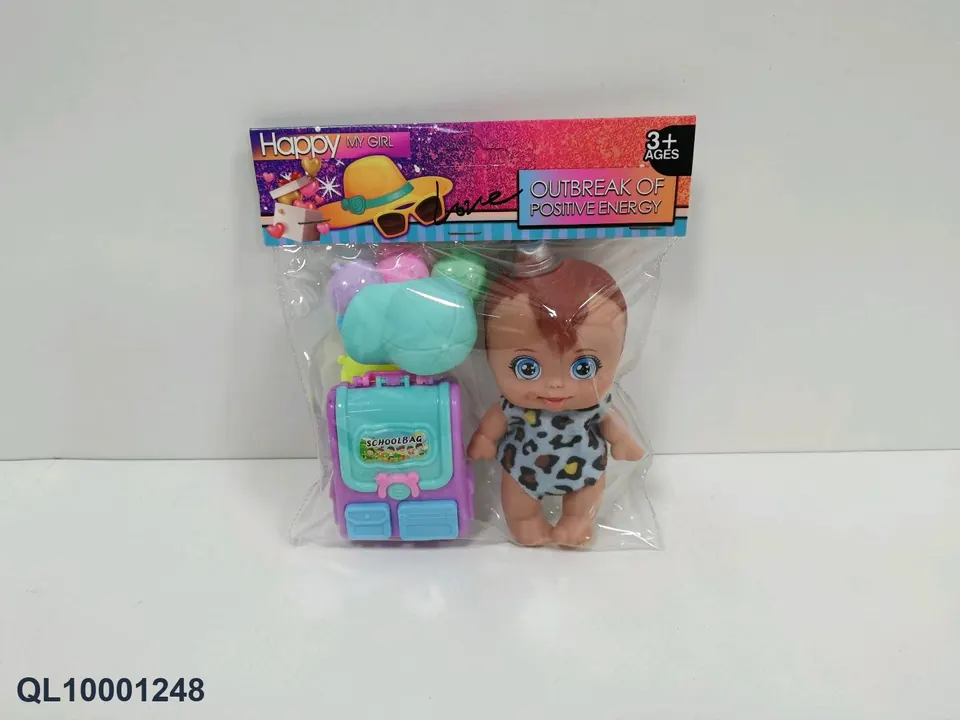 5-Inch Large Vinyl Doll With Schoolbag, Baseball Cap And Balloons PVC Header Bag wholesale from Qili Toys
