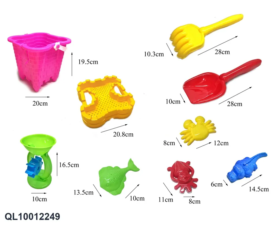 Beach Bucket 9PCS Hang Card + Mesh Bag wholesale from Qili Toys